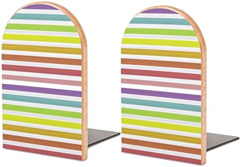 Circus Bold Stripes Livros de madeira de madeira não esquisita Stands Livro Livro Livro Ends suporta prateleiras