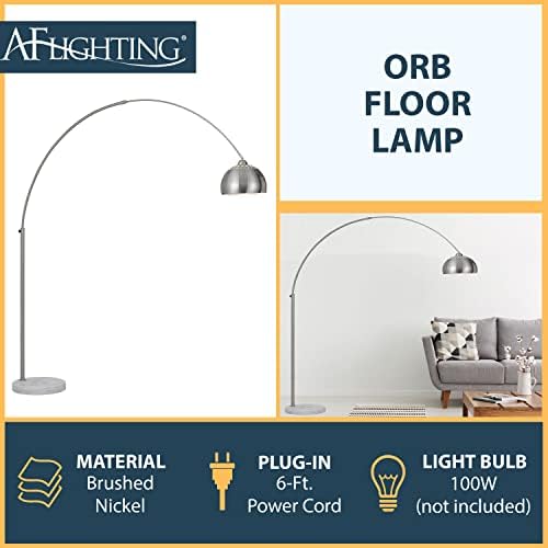 AF Orb Orb Ajuste a lâmpada de piso ajustável com interruptor online, base de mármore e tonalidade globo