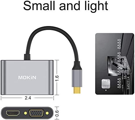 Adaptador USB C para HDMI VGA, Tipo C Thunderbolt 3 para adaptador HDMI VGA dual, compatível com MacBook, MacBook