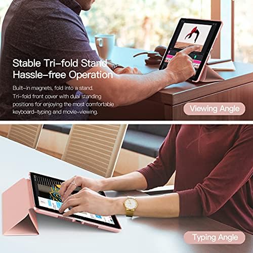 Timovo iPad 10.2 Caso para iPad 9ª geração 2021/ iPad 8th Generation 2020, Proteção de PC rosa translúcida e translúcida