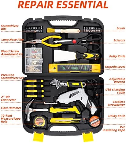 Conjunto de ferramentas de 136 peças do Difflife, kit geral de ferramentas da mão doméstica com caixa de
