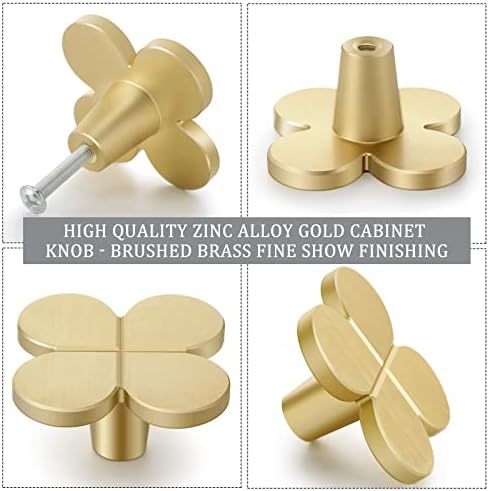 20 PCs Clover botões de ouro para a cômoda de garganta de gabinete de quatro folhas puxa botões decorativos