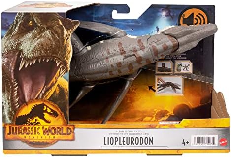 Jurassic World Dominion Roar Strikers Liopluerodon Aquatic Dinosaur Action Figura com movimento de