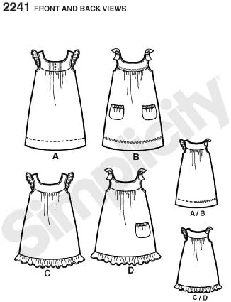 Simplicidade Aprenda a costurar padrões de costura de garotas, tamanhos 3-6