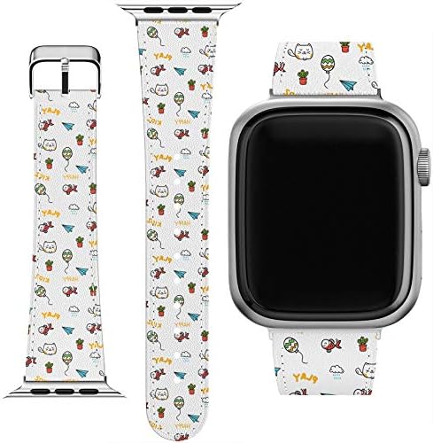Pulseira Cavka Compatível para Apple Watch Series 7/6/5/4/3/2/11/se e cophe de telefone correspondente gatos ícones