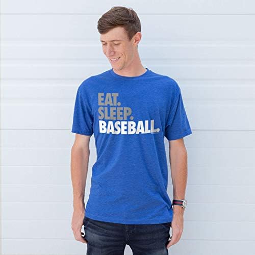Coma T-shirt adulto com texto em ousadia de beisebol do sono | Tees de beisebol da ChalkTalk Sports | Múltiplas cores | Tamanhos adultos