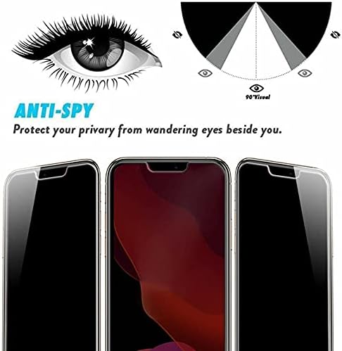Lapinette Temperado com vidro compatível com Apple iPhone 12 Anti -espião - protetor de tela de vidro