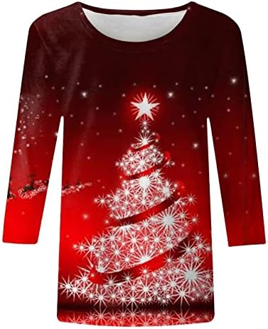 Camisa de árvore de natal de cordas leves LED Camise de neon, camiseta 3/4 manga de pista de jeia de natal que