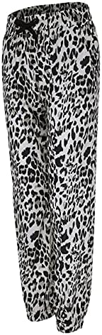 Calça de vestido para mulheres negócios casual e calças de leopardo calças impressas calças cortadas de bota para