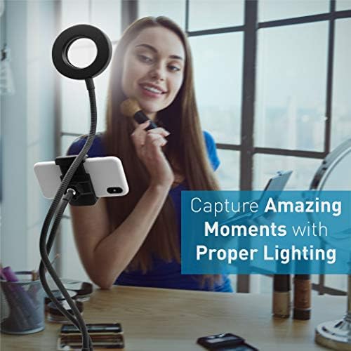 Macally Selfie Ring Light Telefone - Crie a configuração ideal - luz do anel de clipe de 3,5 com suporte para