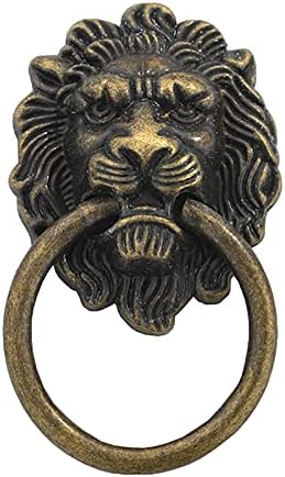 2 pacote de 2 x 3,5 polegadas Bronze Cabeça de leão puxadores, anel de gabinete puxados com parafusos para mobiliário