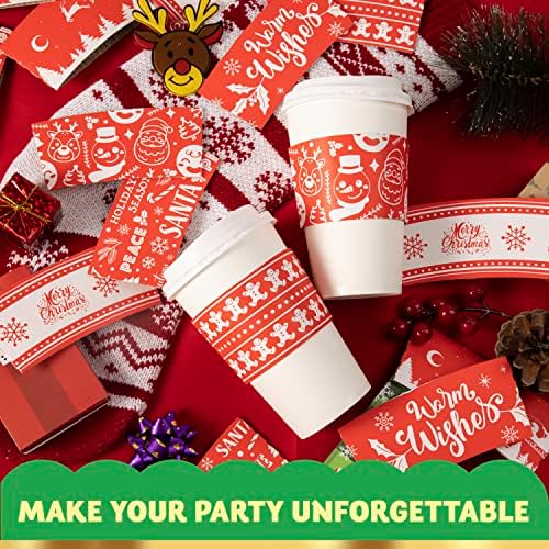 Joyin 36 Pacote de mangas de xícara de natal Supplies de festa no Natal, jaqueta de papel para bebidas