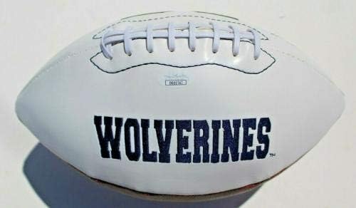 Donovan Peoples -Jones assinou o Michigan Wolverines Logo Football com JSA CoA 1 C - Bolsas de futebol universitário