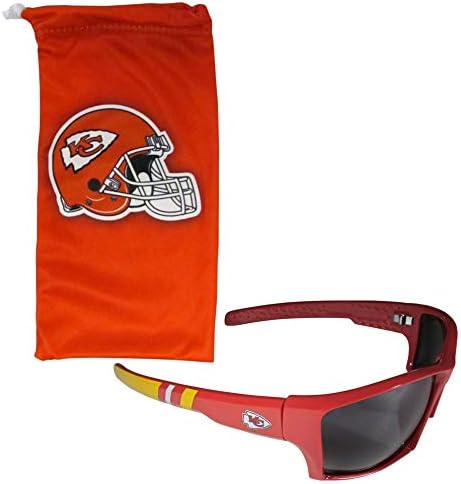 Siskiyou Sports NFL Kansas City Chiefs Unissex Edge Wrap Sunglass and Bag Set, cores da equipe, tamanho único