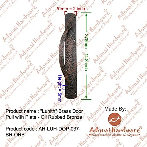 Hardware Adonai Luhith, com latão de latão pesado, maçaneta da porta com prato para deslizamentos de madeira francesa