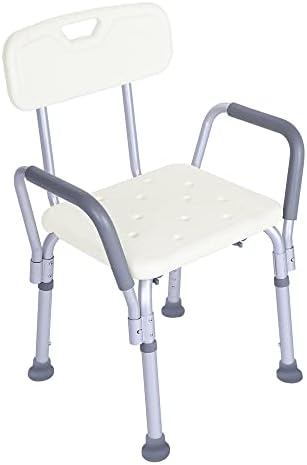 Cadeira de chuveiro médica Winado assento com apoios de braços acolchoados e backrest e pernas ajustáveis,