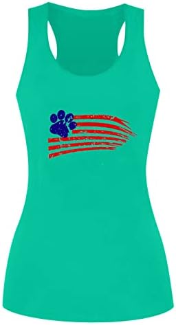 Camisa de bandeira americana para mulheres sem mangas 4 de julho Tampo tampo casual T-shirt Star