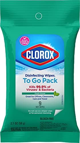 Clorox desinfetando 9 lenços úmidos, mata vírus de resfriado e gripe,
