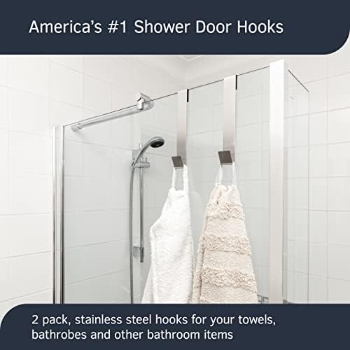 Gancho de porta de chuveiro de 8 de 8, prata, 2 pacote, gancho de toalha de chuveiro, gancho da porta do chuveiro