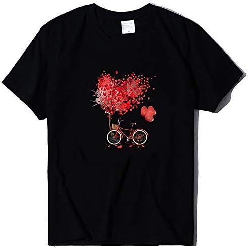 Camiseta do Dia dos Namorados para mulheres Flor Heart Printing Tees Plus Size Tops Casuais Moda Moda Solid