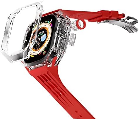 Kit de modificação de luxo Kavju 49mm para Apple Watch Ultra band transparente capa de capa Fluororberber