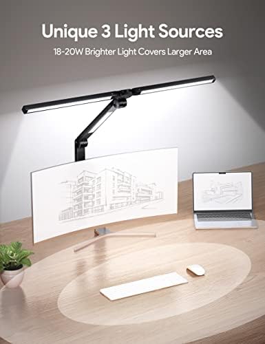 Lâmpada de mesa LED mediacous com grampo, três luzes Luz de mesa para escritório em casa, braço de balanço