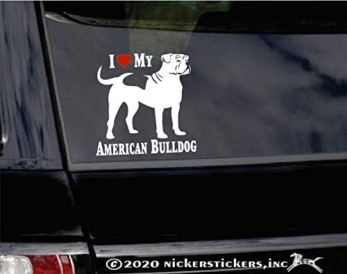 Eu amo meu bulldog americano ~ adesivo de decalque de janela de vinil