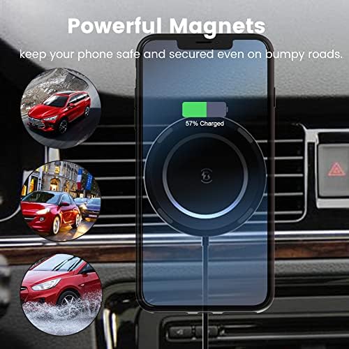 Montagem magnética de ventilação do carregador de carro sem fio para iPhone 14/14 Pro Max/14