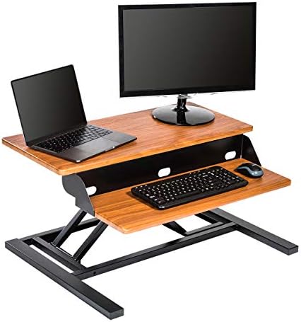 Stand Up Desk Store Airrise Pro Two Standing Standing Converter Monitor Stand com bandeja de teclado