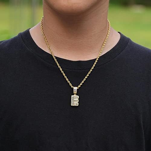 Ttndstore hip hop gelado de zircão colar inicial cadeia de ouro letra alfabeta letra de colar jóias punk colar