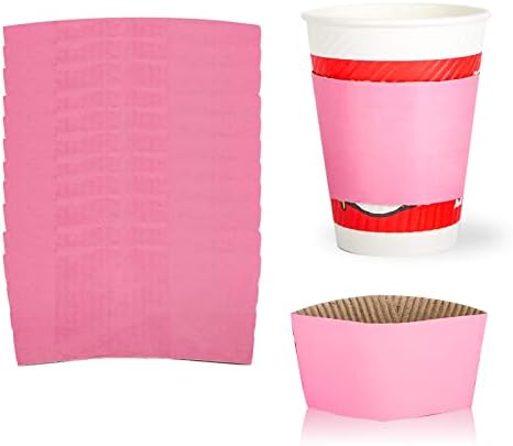 ZSCCXQ 100 PCS Pink descartável Kraft de papel de papel de papel de gola mangas de copo de copo de copo