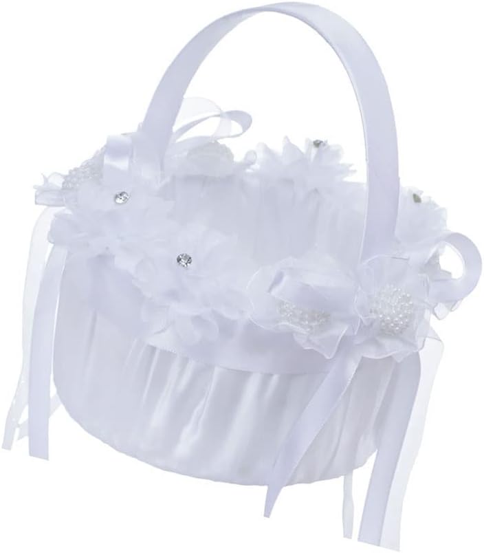 Eyhlkm cesta de flores de casamento branco cesto de cesto de flor de flor pequena cesta de flores de flor de flor