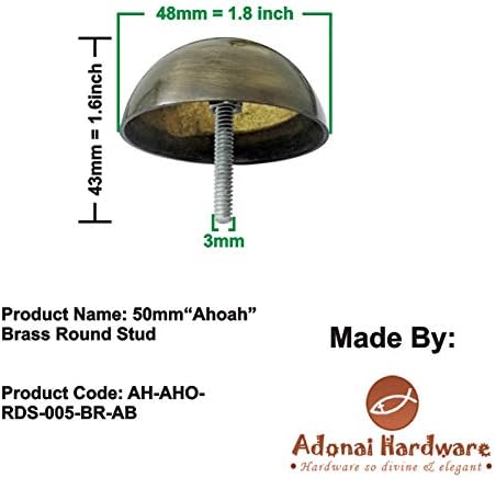 Hardware Adonai Ahoah Brass Round Stud - fornecido como 10 peças por pacote