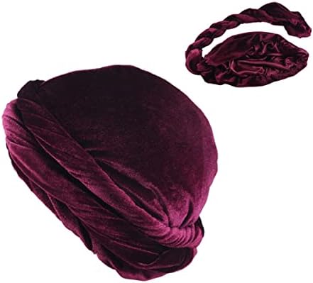 Turbante para homens turbante de halo, twist de turbante vintage envolve o modal elástico de veludo e cetim,