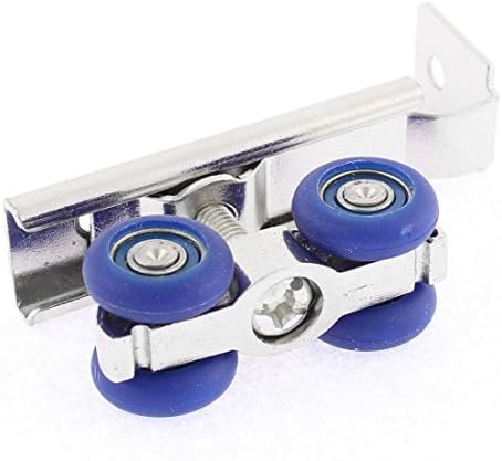 Aexit Home Guardrobe Cabinet Hardware Closet Porta deslizante 4 rolos azul Silver Tone Slides 2 pcs