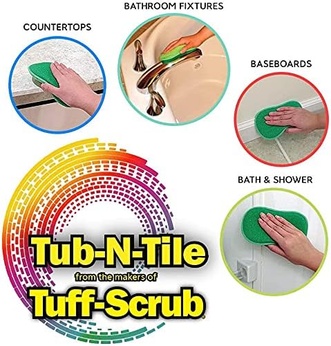 Tub 'N' Tile Microfiber Multi-Surface Scrub e esponjas de limpeza, dupla face para limpeza e limpeza
