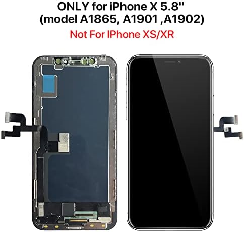 Qtlier para iPhone x Solução de tela 5,8 polegadas, LCD Reparo Kit MONTAGEM COM 3D TOQUE+PROTETOR DE