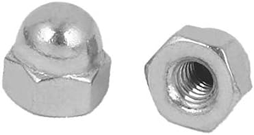 X-Dree 10 -24 304 Aço inoxidável Tampa da cabeça da cabeça hexagona Nuts Silver Tone 100pcs (10