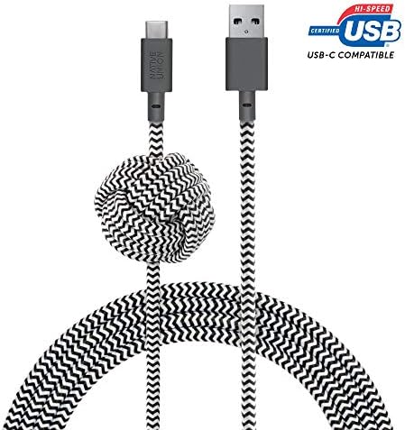 Cabo da noite da união nativa USB-C para USB-A-10FT ULTRA-FLONG CABELO DE CARGA com um nó pesado para Samsung