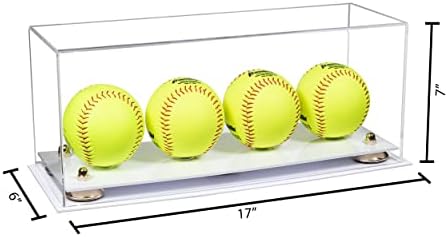 Melhor exibição de casos de exibição acrílico quatro bolas de softbols estampa com estojo claro, risers