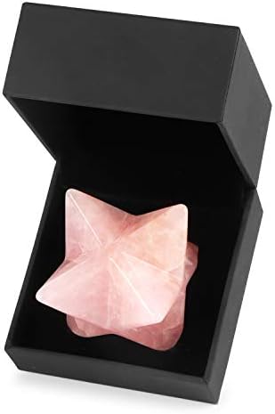 Artistane rose quartzo cristal merkaba chakra pedra decoração de Natal esculpida reiki curando estrela sagrada
