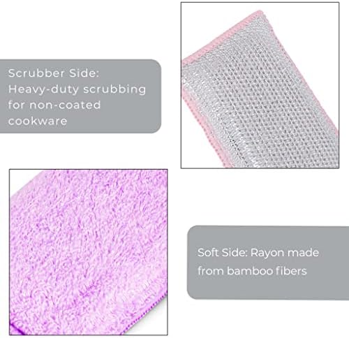 Design Smart Scrub Sponge com fibra de rayon sem odor de bambu - Conjunto de 3 - Ultra absorvente