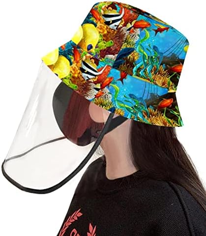 Chapéu de proteção para adultos com escudo facial, chapéu de pescador anti -sun tap, oceano de
