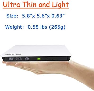 Ultra Thin Externo USB 3.0 DVD CD-ROM Player, portátil 8x DVD+-RW DL CD-R Burner Optical Drive para HP Specter X360 360X 360 13 15 2018 2019 2-em 1 Convertible Touch-Screen Ultabook Laptop White