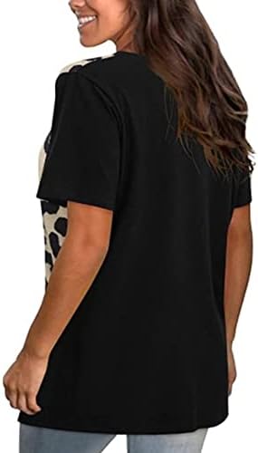 Painel de contraste do pescoço feminino Camisa de manga curta camiseta das camisetas femininas