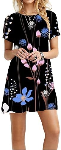 Vestido floral hopolsy para mulheres folggy manga curta colher pescoço mini vestido de verão lazer pullover