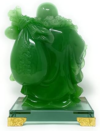 Houlu 8 polegadas rindo estátua de Buda para decoração de casa, Lucky Green Feliz Buda estatueta, decoração interna