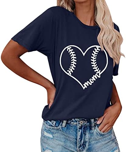 Mulheres trabalham no topo, camisetas gráficas de beisebol de beisebol fofo de verão de manga curta