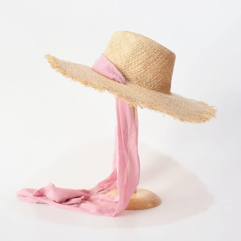 Chapéus de Raffia de verão ZSEDP para Womem Wide Brim Selas Sun Hats Chapéus de praia