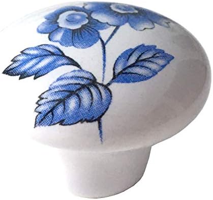 Armário floral azul Blossom Blossom Gaveta Mutre -cerâmica Cabinete de porcelana Puxa o hardware da porta da porta)